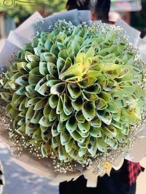 Mẫu bó hoa bằng tiền